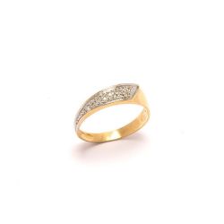 Anel Banana Retangular Degrad� com Brilhantes em Ouro 18 Kilates - 21358